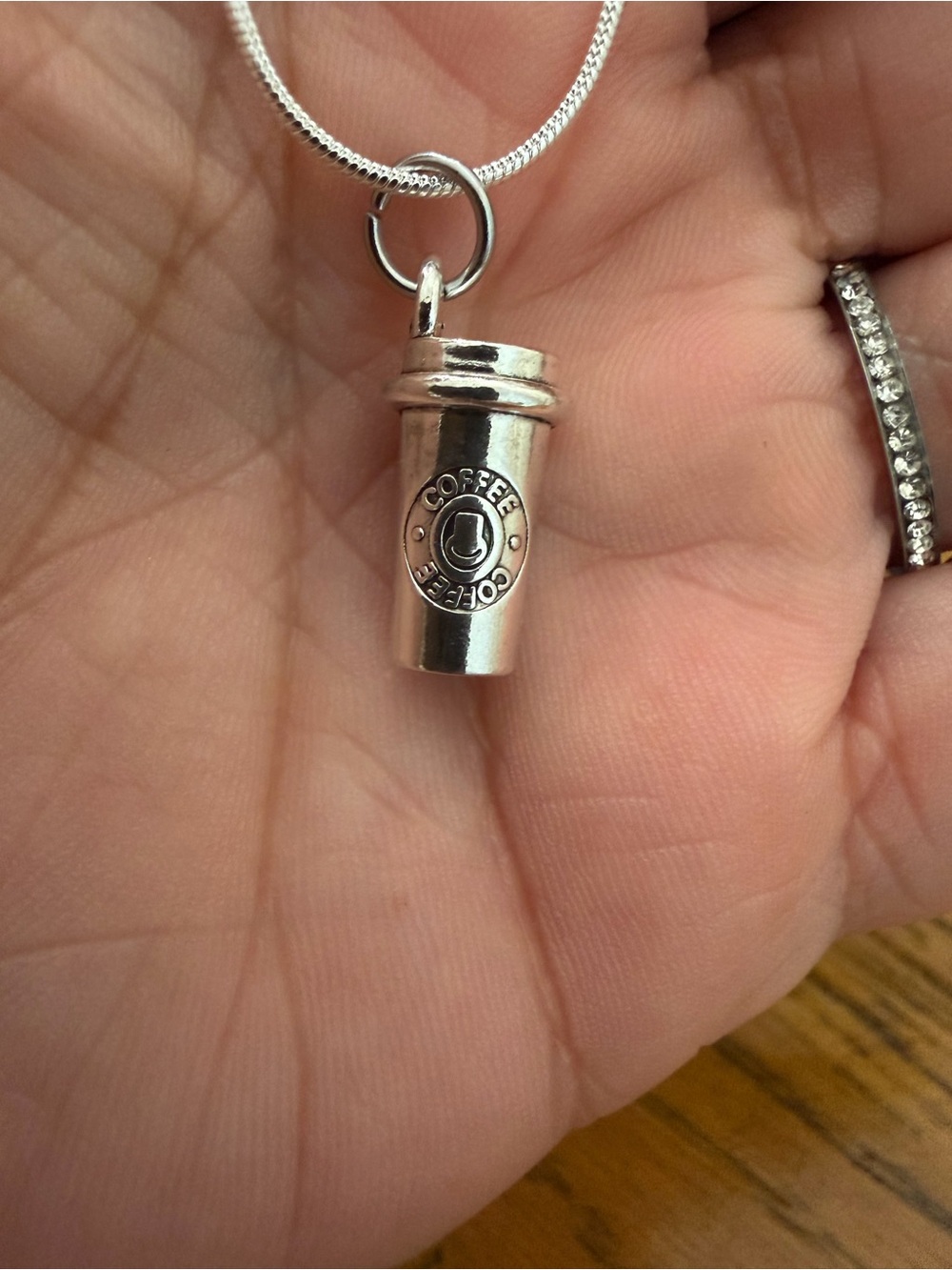 Sterling Silver 925 Necklace w/Coffee Cup Pendant